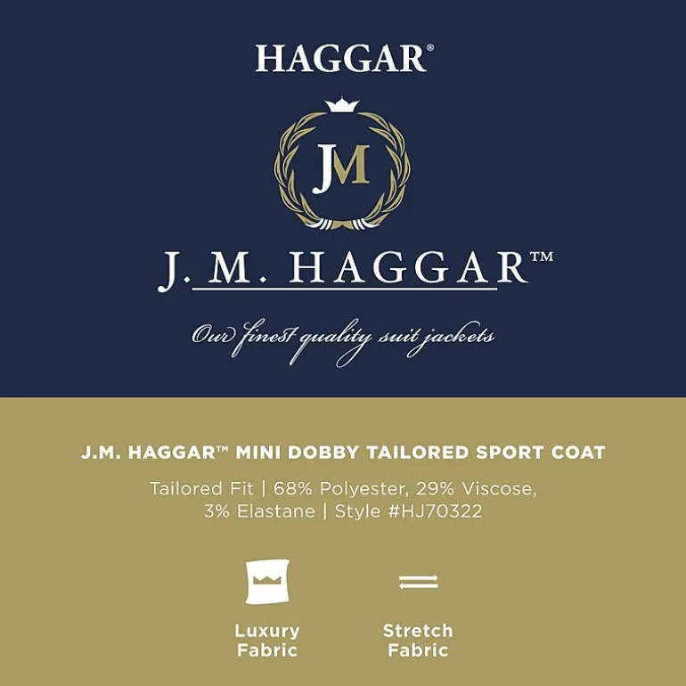 Haggar JMH Tailored Mini Dobby Mens Stretch Fabric Modern Fit Sport Coat
