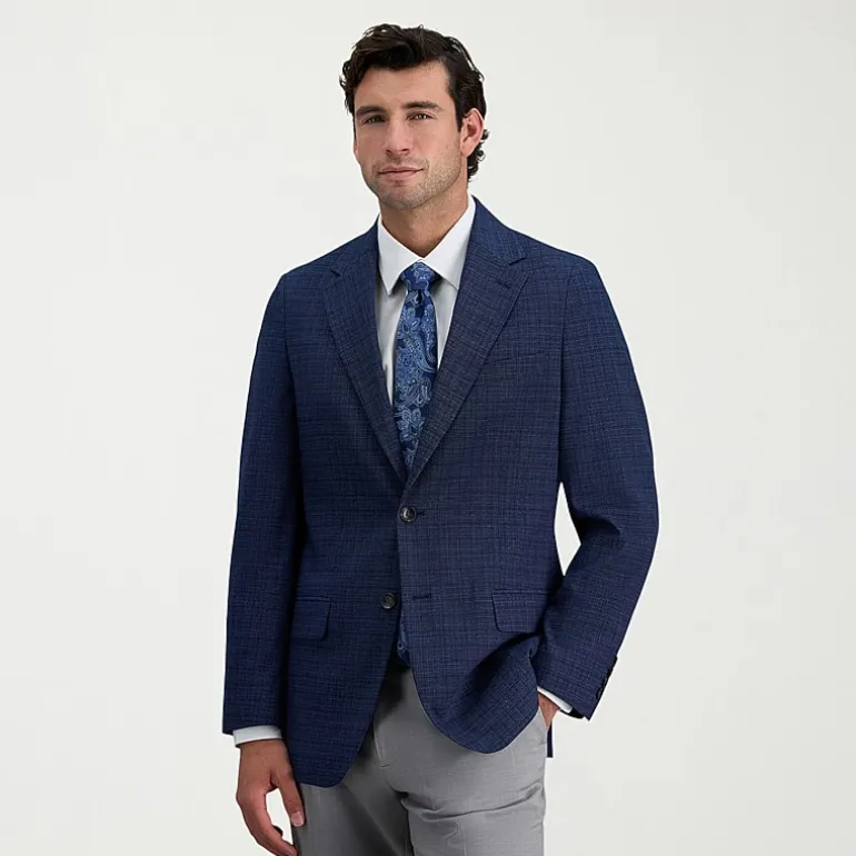 Haggar JMH Tailored Prince Of Wales Mens Plaid Modern Fit Sport Coat