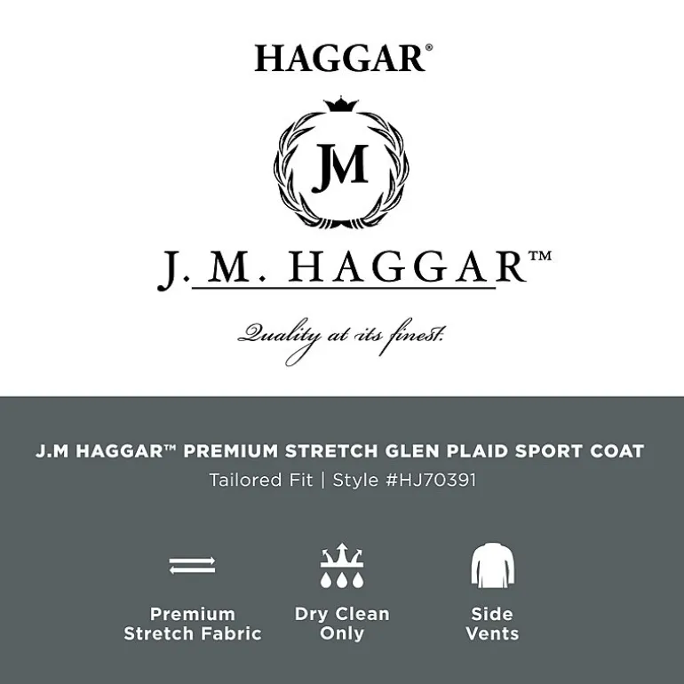 Haggar JMH Tailored Prince Of Wales Mens Plaid Modern Fit Sport Coat