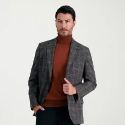 Haggar JMH Tailored Slub Glen Plaid Mens Stretch Fabric Modern Fit Sport Coat