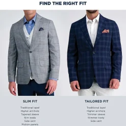 Haggar JMH Tailored Tonal Plaid Mens Stretch Fabric Modern Fit Sport Coat