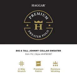 Haggar Johnny Collar Big and Tall Mens Short Sleeve Polo Sweater