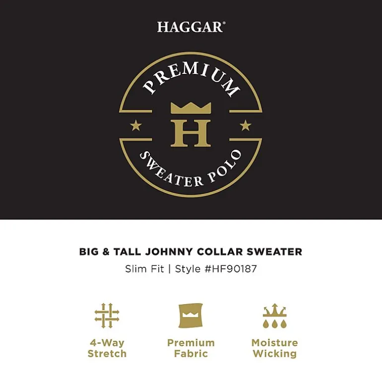 Haggar Johnny Collar Big and Tall Mens Short Sleeve Polo Sweater