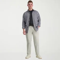 Haggar Life Khaki Chino Mens Comfort Waistband Slim Fit Flat Front Pant
