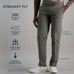 Haggar Life Khaki Comfort Chino Mens Straight Fit Flat Front Pant