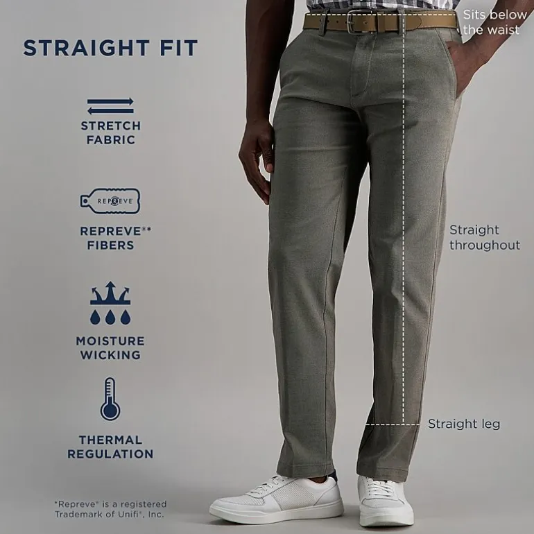Haggar Life Khaki Comfort Chino Mens Straight Fit Flat Front Pant