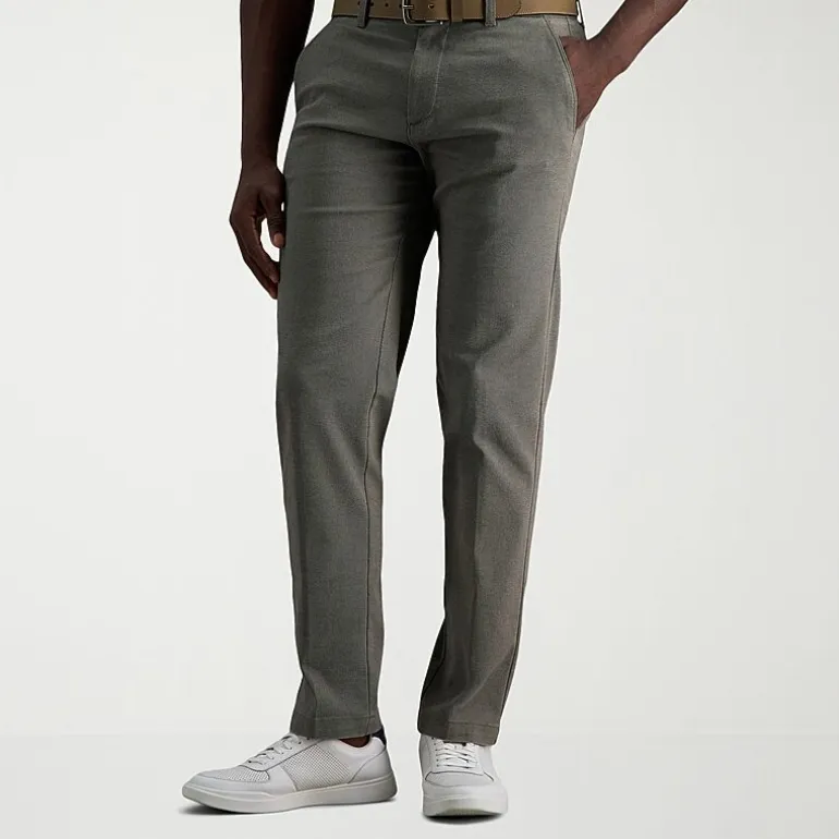 Haggar Life Khaki Comfort Chino Mens Straight Fit Flat Front Pant