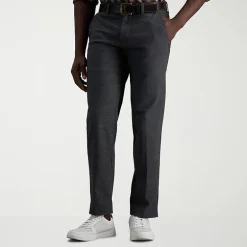 Haggar Life Khaki Comfort Chino Mens Straight Fit Flat Front Pant