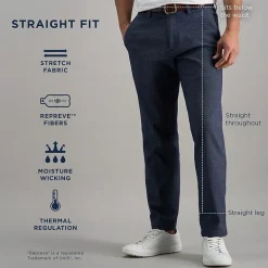 Haggar Life Khaki Comfort Chino Mens Straight Fit Flat Front Pant