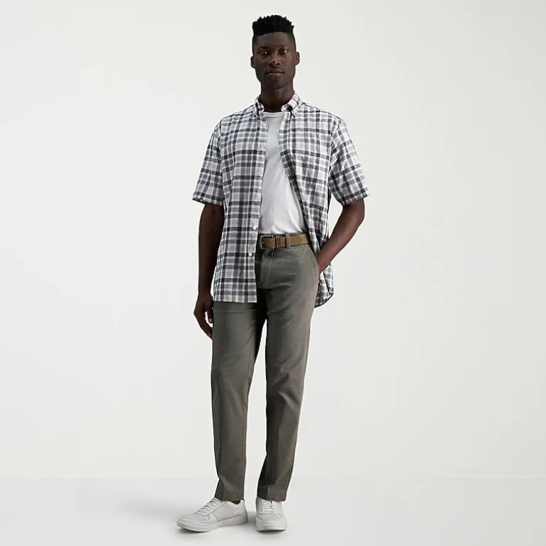 Haggar Life Khaki Comfort Chino Mens Straight Fit Flat Front Pant