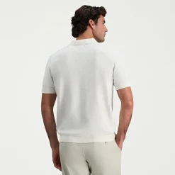 Haggar Linen Blend Retro Stripe Mens Short Sleeve Button Polo Sweater