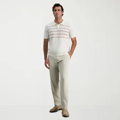 Haggar Linen Blend Retro Stripe Mens Short Sleeve Button Polo Sweater