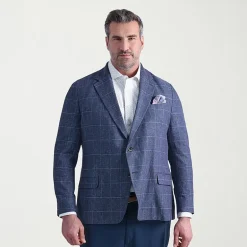 Haggar Mens Big and Tall Windowpane Classic Fit Sport Coat