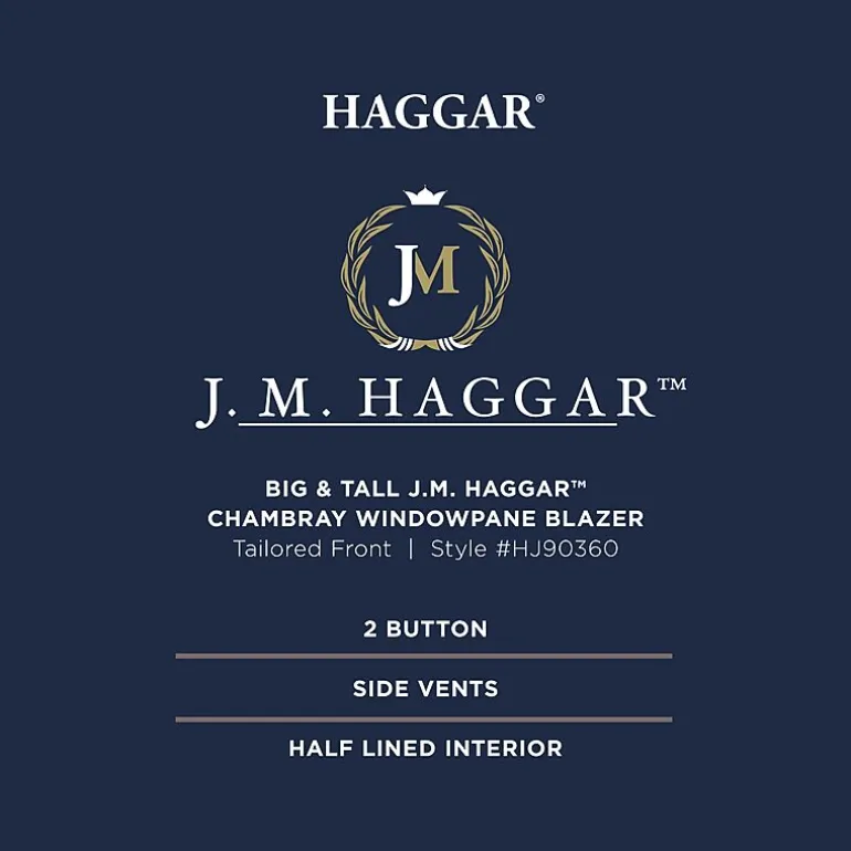 Haggar Mens Big and Tall Windowpane Classic Fit Sport Coat
