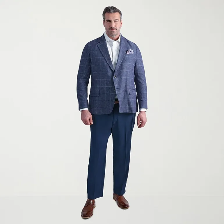 Haggar Mens Big and Tall Windowpane Classic Fit Sport Coat