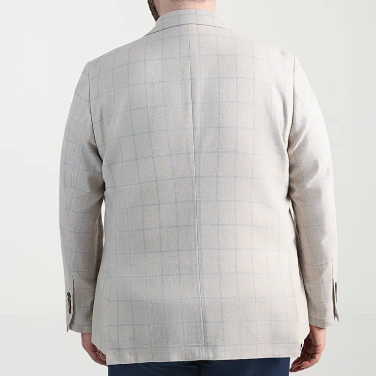 Haggar Mens Big and Tall Windowpane Classic Fit Sport Coat