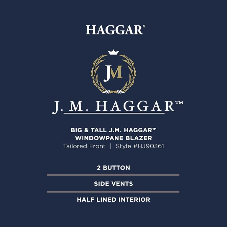 Haggar Mens Big and Tall Windowpane Classic Fit Sport Coat