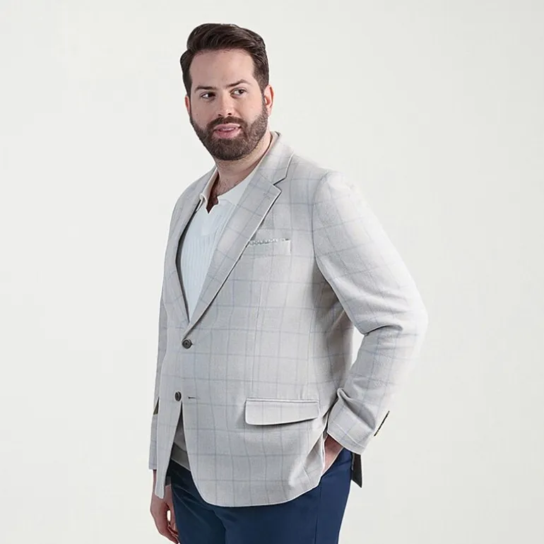 Haggar Mens Big and Tall Windowpane Classic Fit Sport Coat