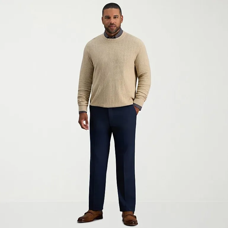 Haggar Mens Crew Neck Long Sleeve Pullover Sweater