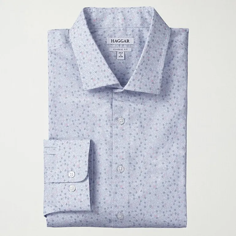 Haggar Mens Slim Fit Wrinkle Free Long Sleeve Dress Shirt