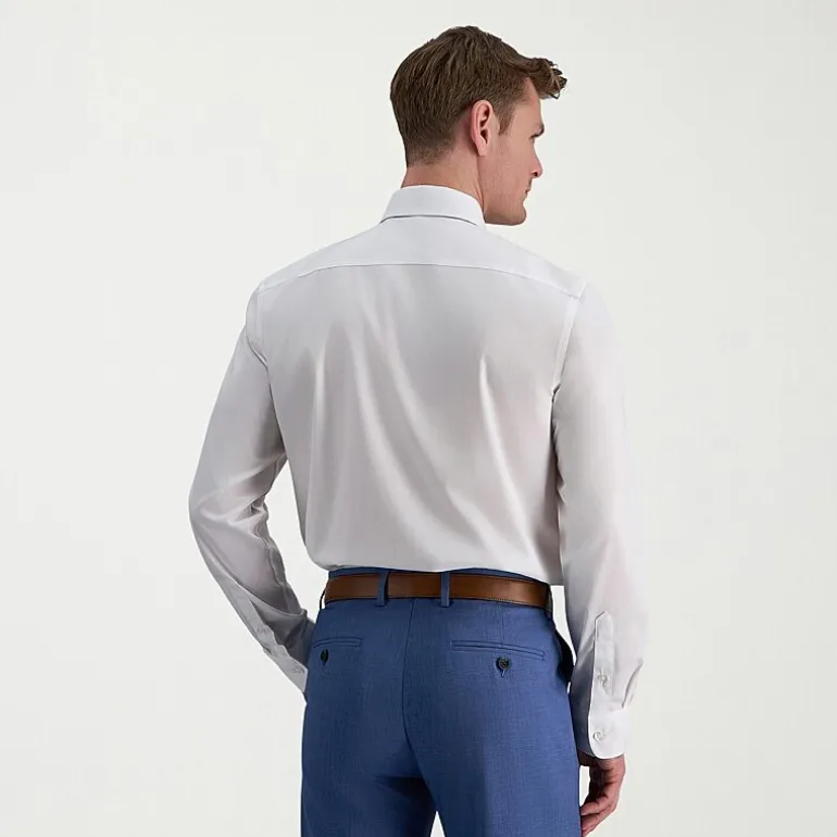 Haggar Mens Slim Fit Wrinkle Free Long Sleeve Dress Shirt