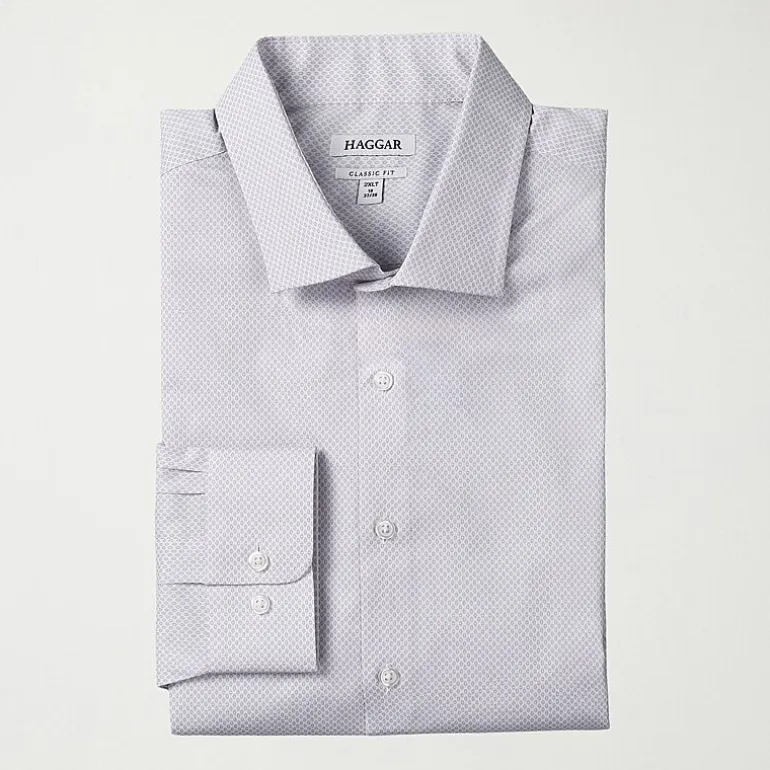 Haggar Mens Slim Fit Wrinkle Free Long Sleeve Dress Shirt