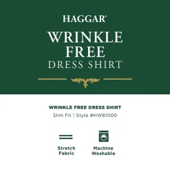 Haggar Mens Slim Fit Wrinkle Free Long Sleeve Dress Shirt