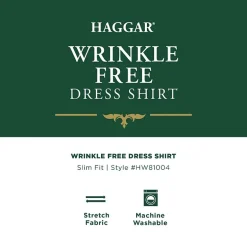 Haggar Mens Slim Fit Wrinkle Free Long Sleeve Dress Shirt