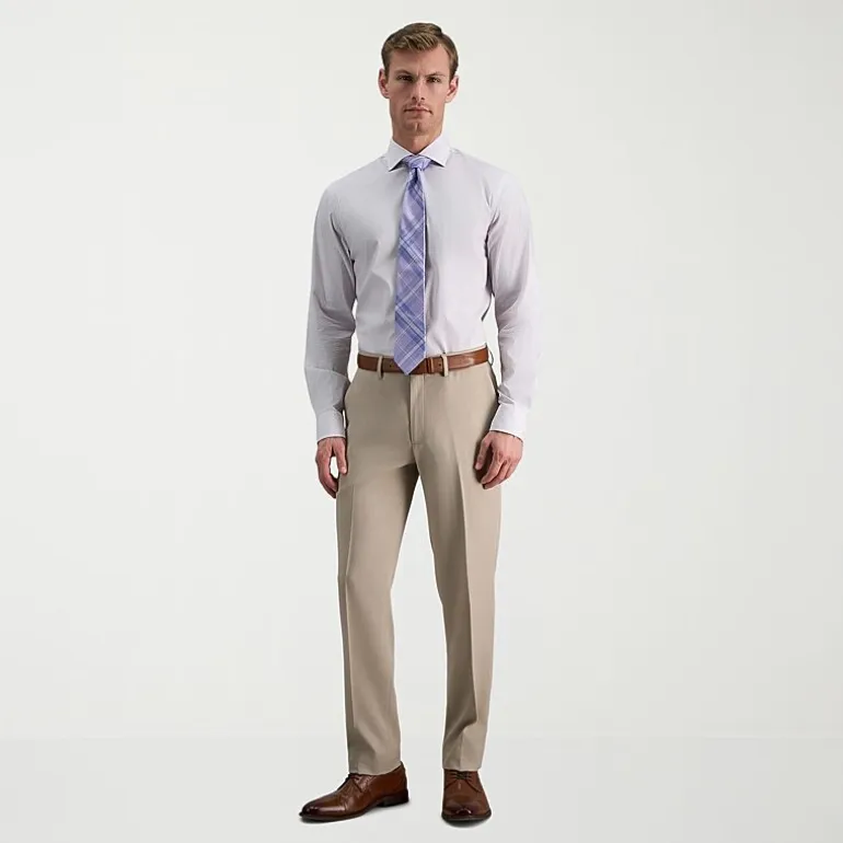 Haggar Mens Slim Fit Wrinkle Free Long Sleeve Dress Shirt