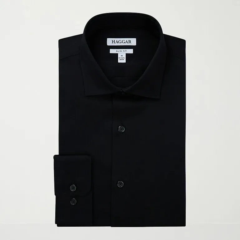 Haggar Mens Slim Fit Wrinkle Free Long Sleeve Dress Shirt