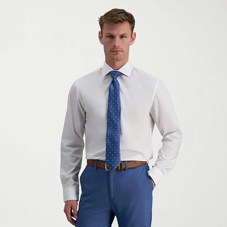 Haggar Mens Slim Fit Wrinkle Free Long Sleeve Dress Shirt