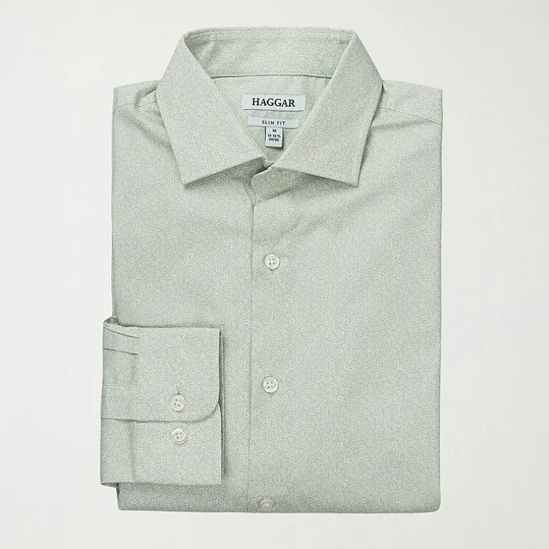 Haggar Mens Slim Fit Wrinkle Free Long Sleeve Dress Shirt