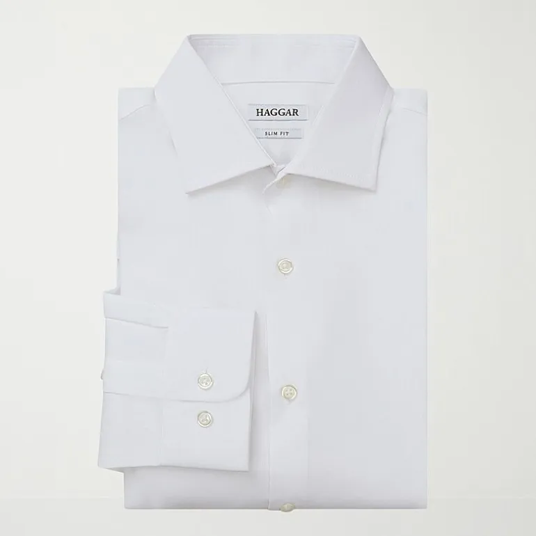 Haggar Mens Slim Fit Wrinkle Free Long Sleeve Dress Shirt