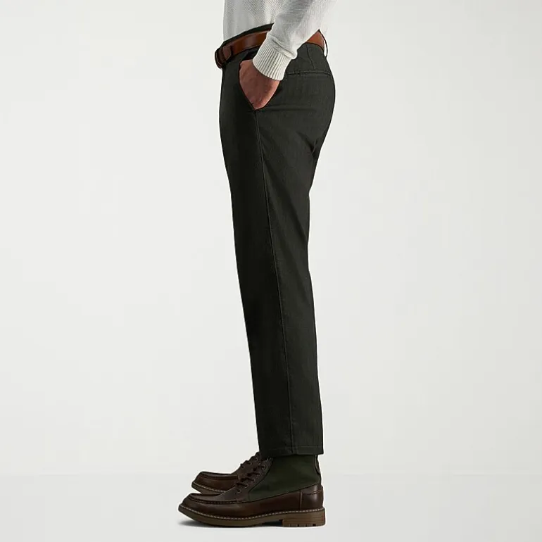 Haggar Modern Stretch Herringbone Mens Regular Fit Flat Front Pant