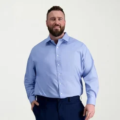 Haggar Premium Comfort Big and Tall Mens Classic Fit Easy Care Stretch Fabric Long Sleeve Dress Shirt