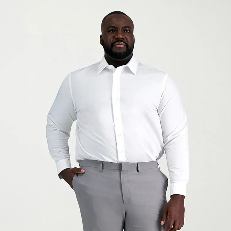 Haggar Premium Comfort Big and Tall Mens Classic Fit Easy Care Stretch Fabric Long Sleeve Dress Shirt