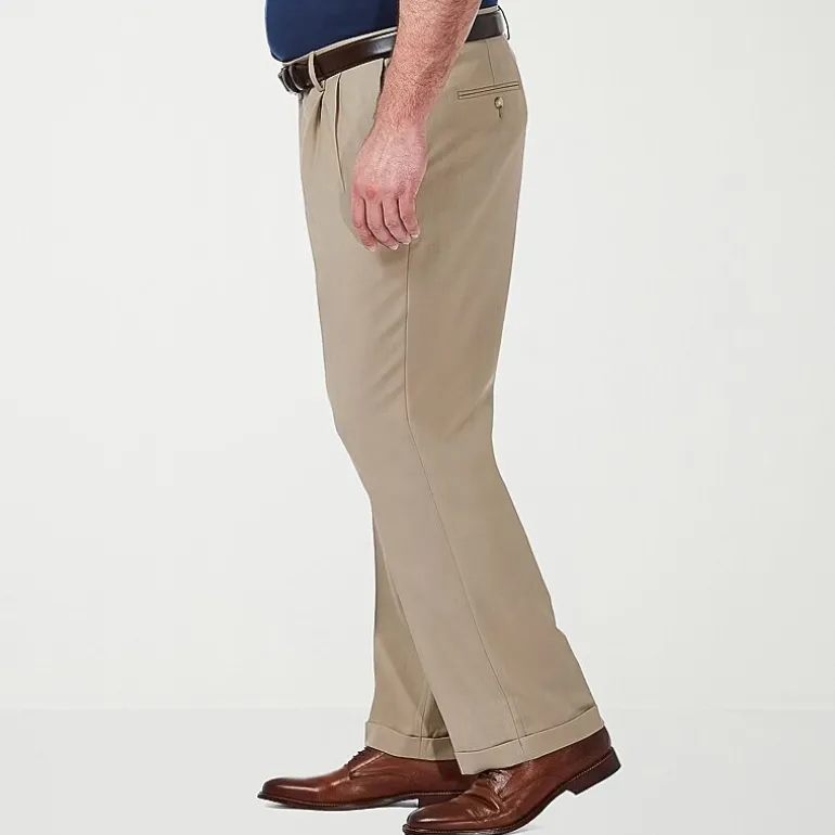 Haggar Premium Comfort Expandable Waist Mens Classic Fit Big and Tall Dress Pleated Pant