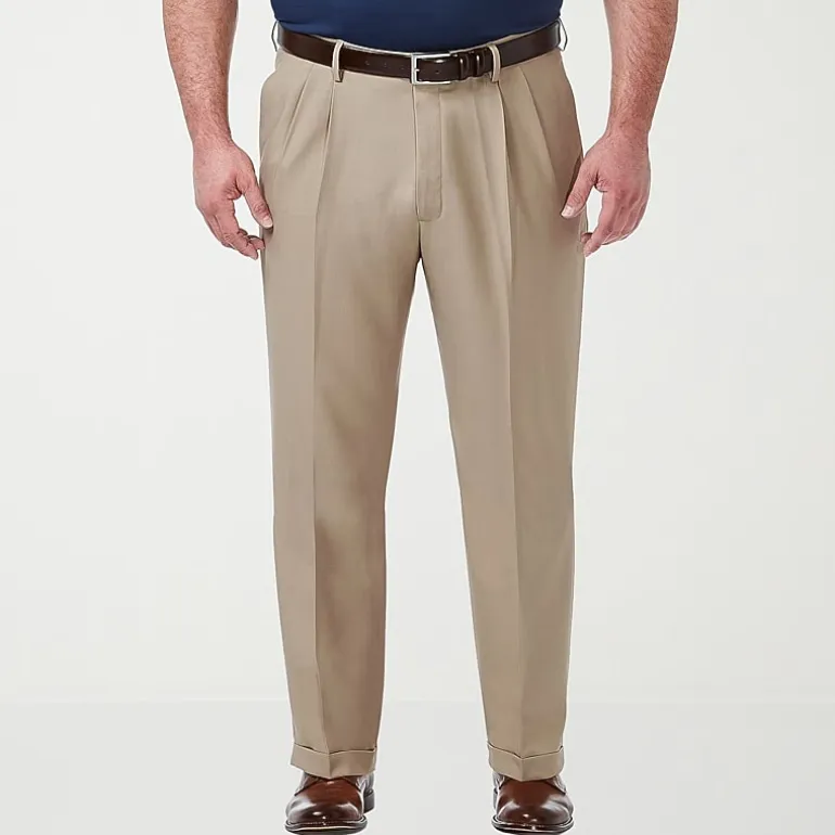 Haggar Premium Comfort Expandable Waist Mens Classic Fit Big and Tall Dress Pleated Pant