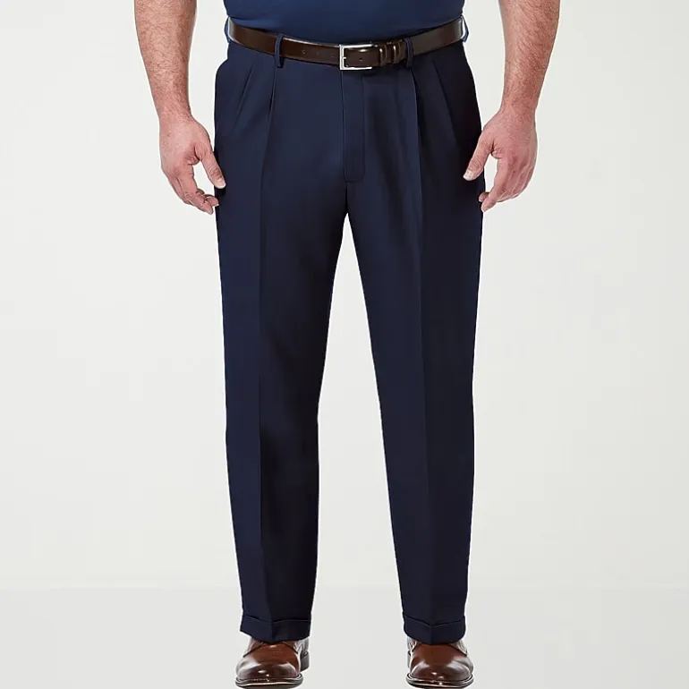 Haggar Premium Comfort Expandable Waist Mens Classic Fit Big and Tall Dress Pleated Pant