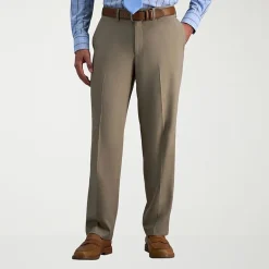 Haggar Premium Comfort Melange Broken Twill Mens Straight Fit Dress Flat Front Pant