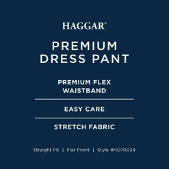 Haggar Premium Comfort Melange Broken Twill Mens Straight Fit Dress Flat Front Pant
