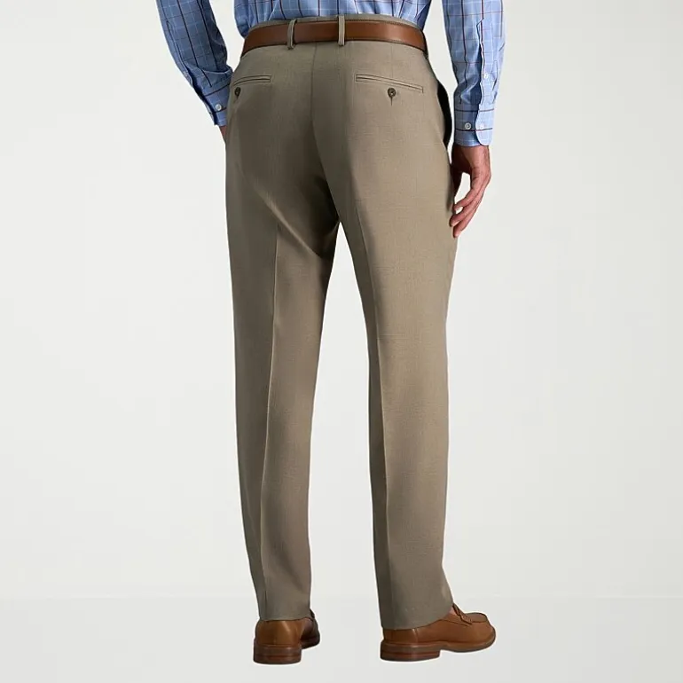 Haggar Premium Comfort Melange Broken Twill Mens Straight Fit Dress Flat Front Pant