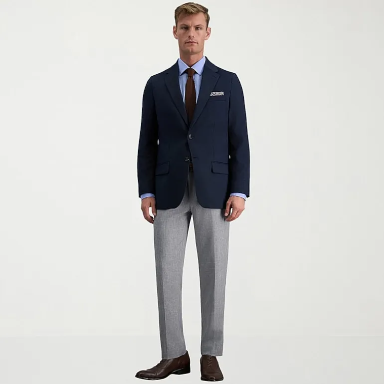 Haggar Premium Comfort Melange Broken Twill Mens Slim Fit Dress Flat Front Pant
