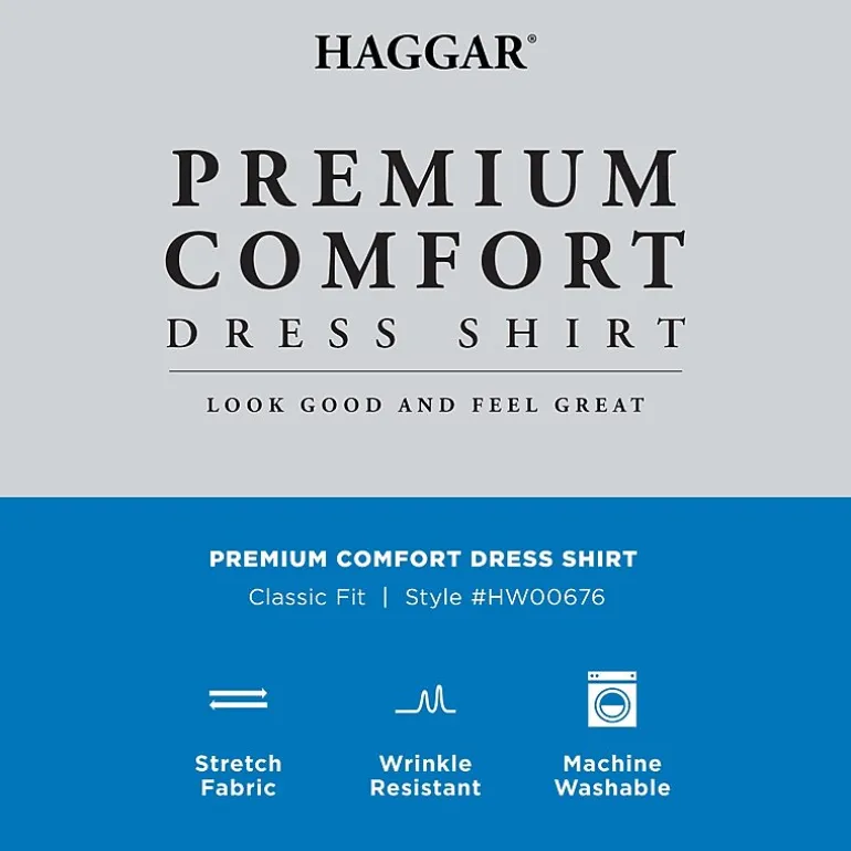 Haggar Premium Comfort Mens Classic Fit Easy Care Long Sleeve Dress Shirt