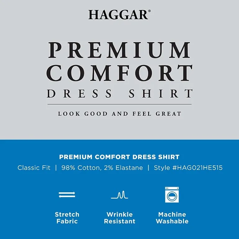 Haggar Premium Comfort Mens Classic Fit Easy Care Long Sleeve Dress Shirt