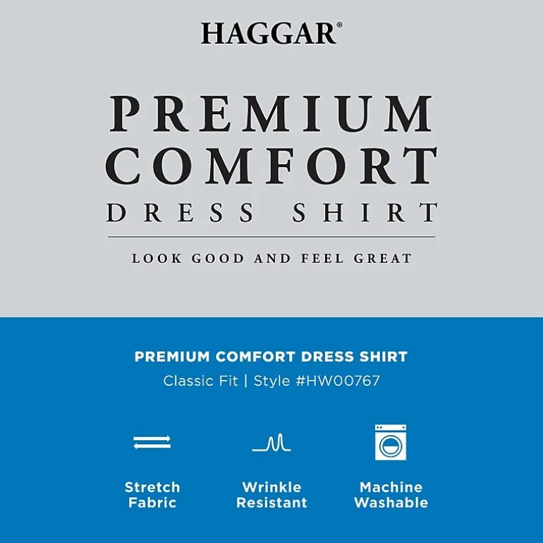 Haggar Premium Comfort Mens Classic Fit Easy Care Long Sleeve Dress Shirt
