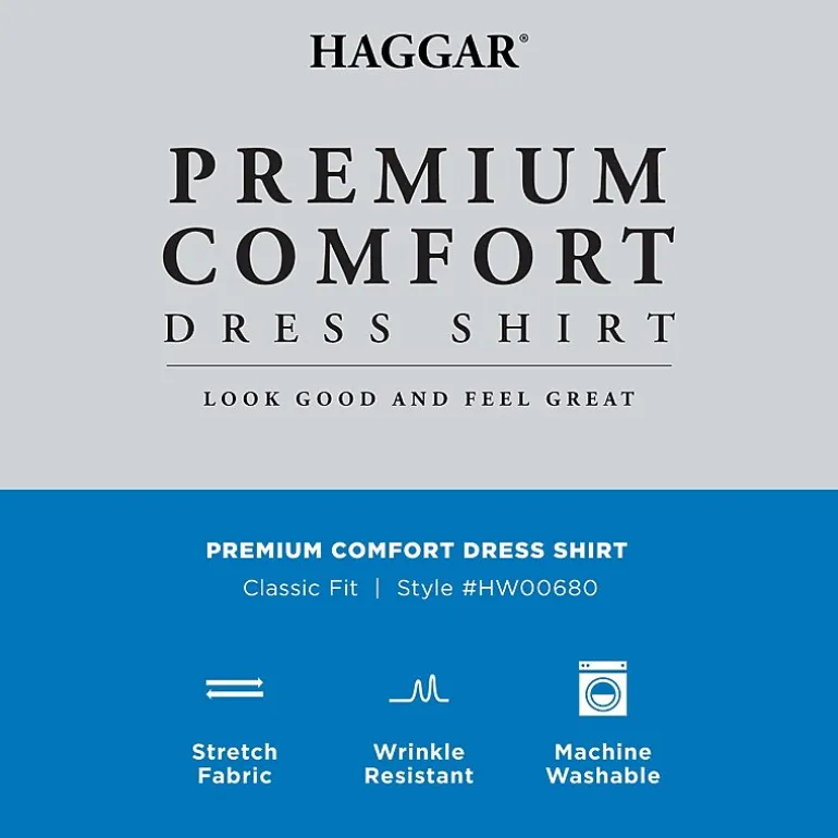 Haggar Premium Comfort Mens Classic Fit Easy Care Long Sleeve Dress Shirt