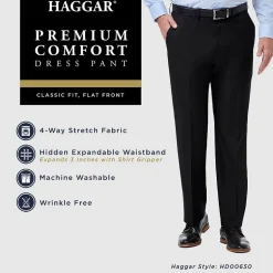 Haggar Premium Comfort Mens Classic Fit Dress Flat Front Pant