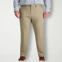 Haggar Premium Comfort Mens Comfort Waistband Straight Fit Big and Tall Dress Flat Front Pant