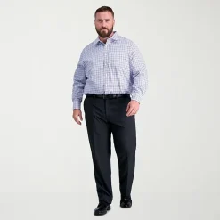 Haggar Premium Comfort Mens Comfort Waistband Straight Fit Big and Tall Dress Flat Front Pant